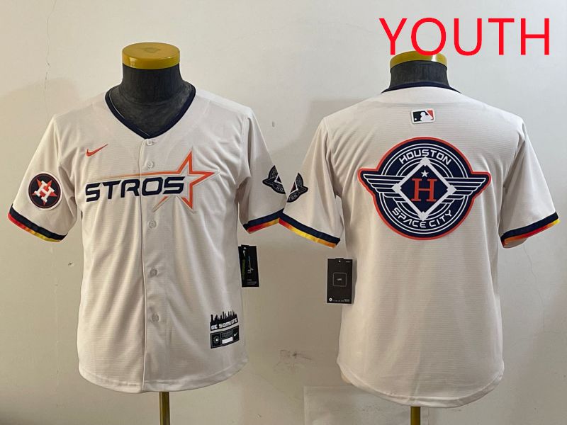 Youth Houston Astros Blank Cream three generations Joint Name 2025 Nike MLB Jersey style 41427->youth mlb jersey->Youth Jersey